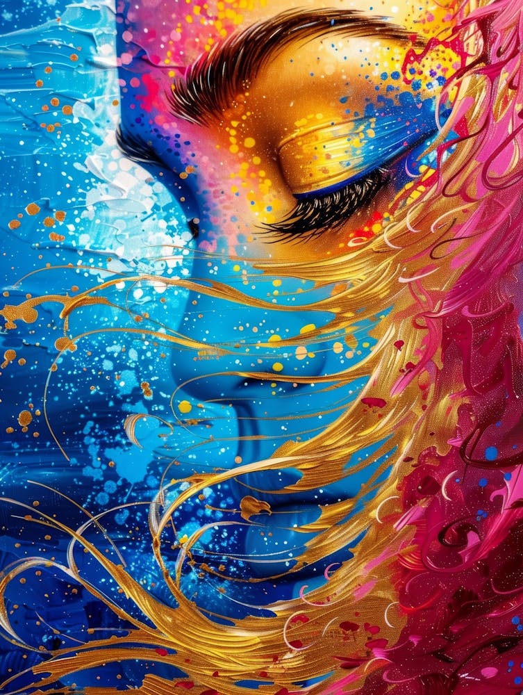 Woman With Colorful Hair 1