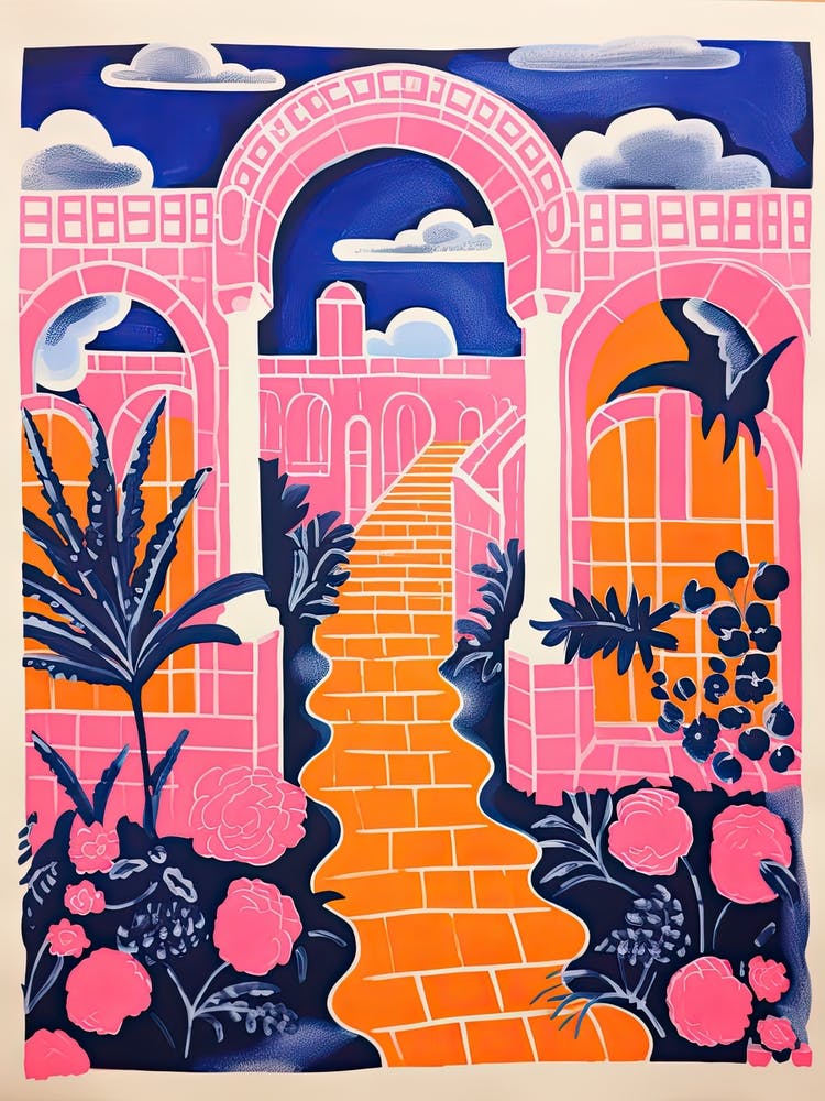 Generalife Gardens Abstract Riso Style 4