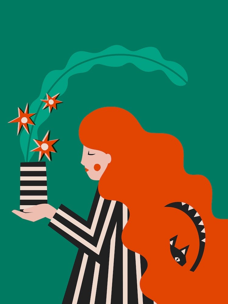 Redhead And Plant