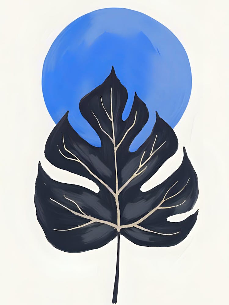 Blue Monstera Leaf