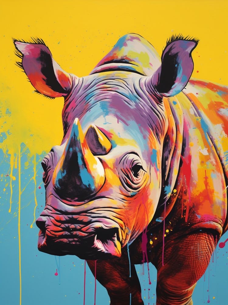 Rhino Pop Art Yellow Blue Pink 5