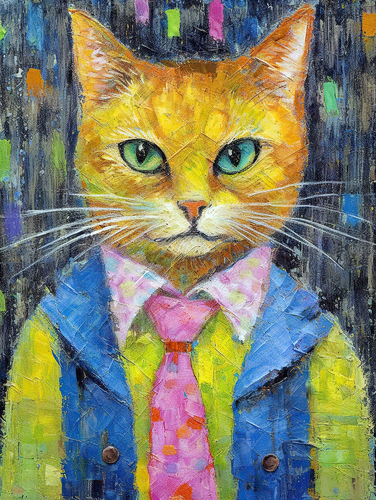Stylishly Purring; A Chic Cat Canvas Creation