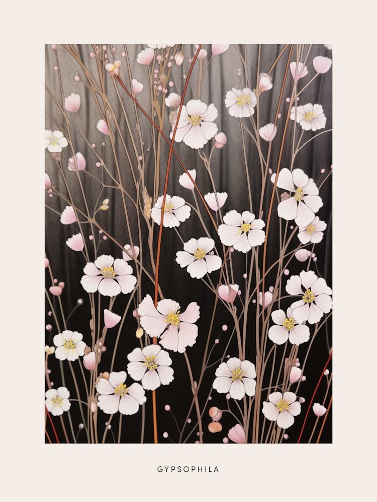 Flower Illustration Gypsophila Babys Breath 7 Poster