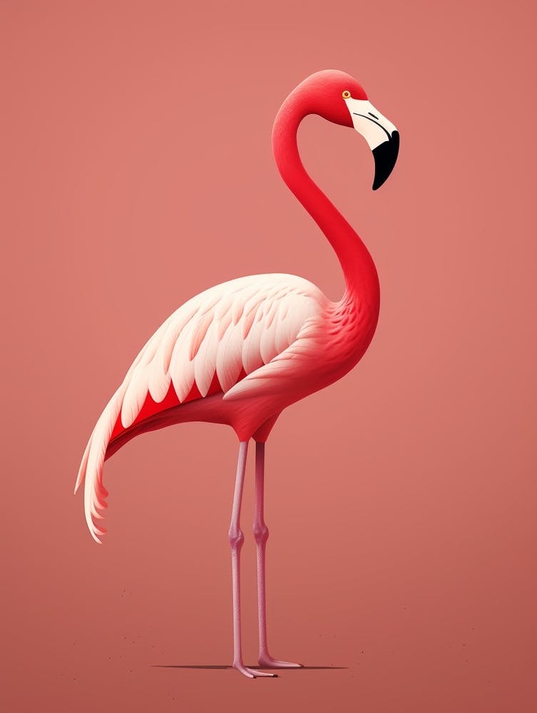 Minimalist Greater Flamingo 3 Illustration