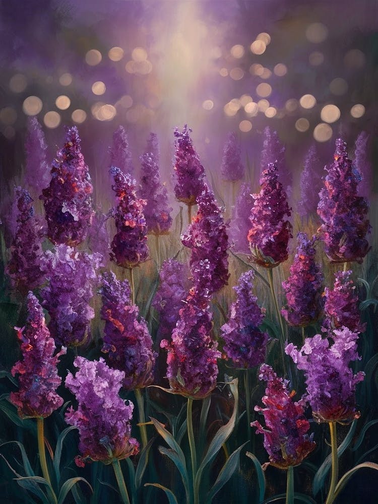 Lavender Field At Night