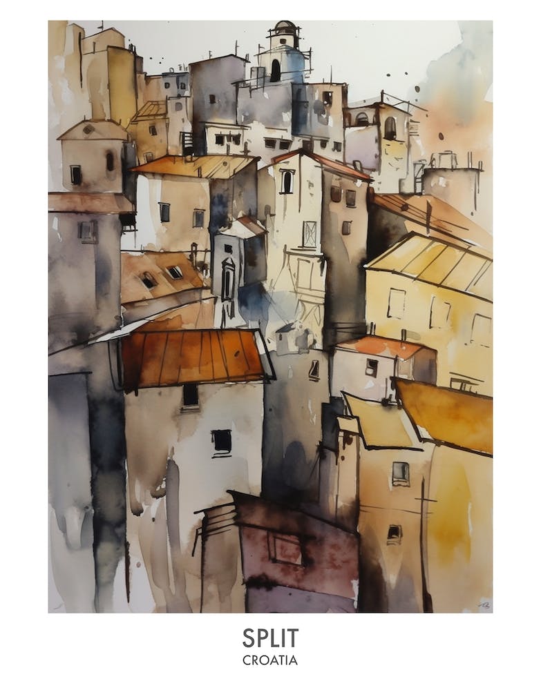 Split 3 Watercolour Travel Poster