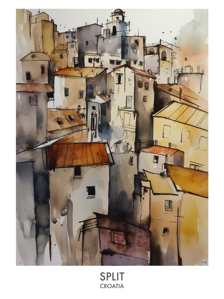 Split 3 Watercolour Travel Poster