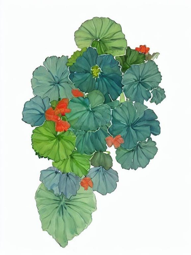 Angel Wing Begonia (Begonia X Corallina) Watercolor