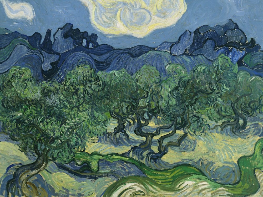 Olive Trees With The Alpilles In The Background, Vincent Van Gogh