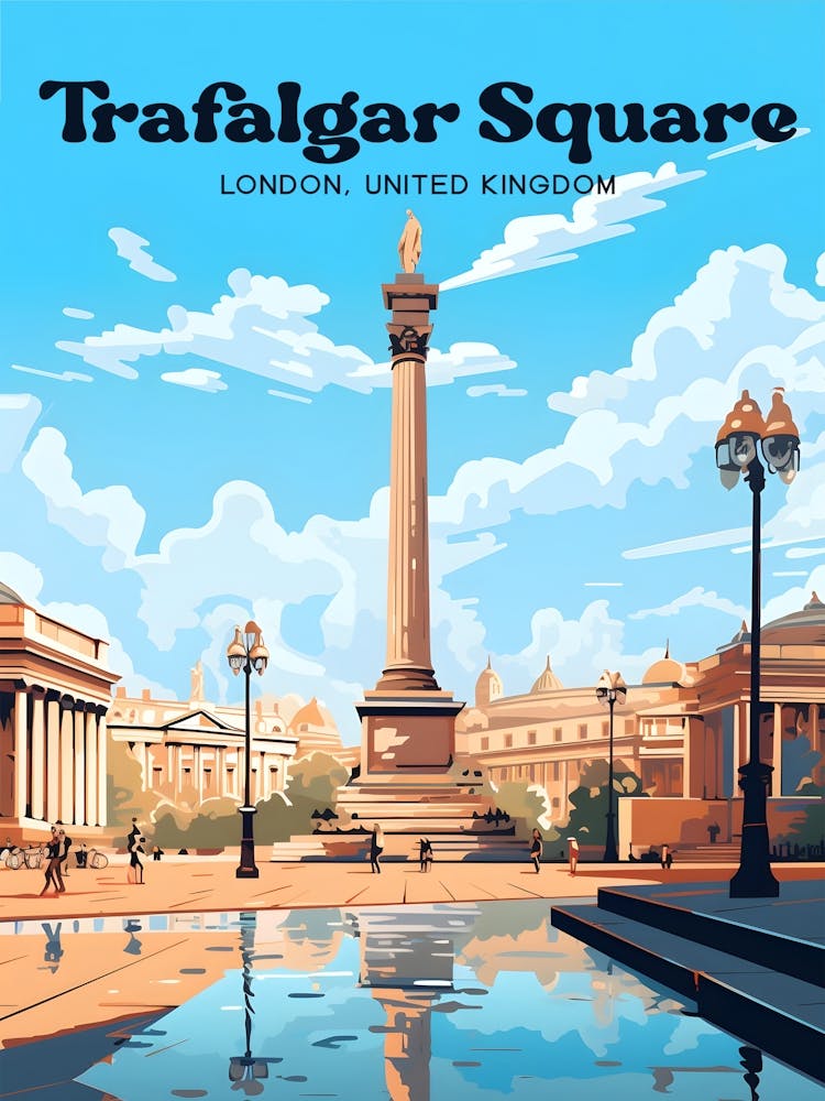 Trafalgar Square London Tourist Destination Travel Illustration