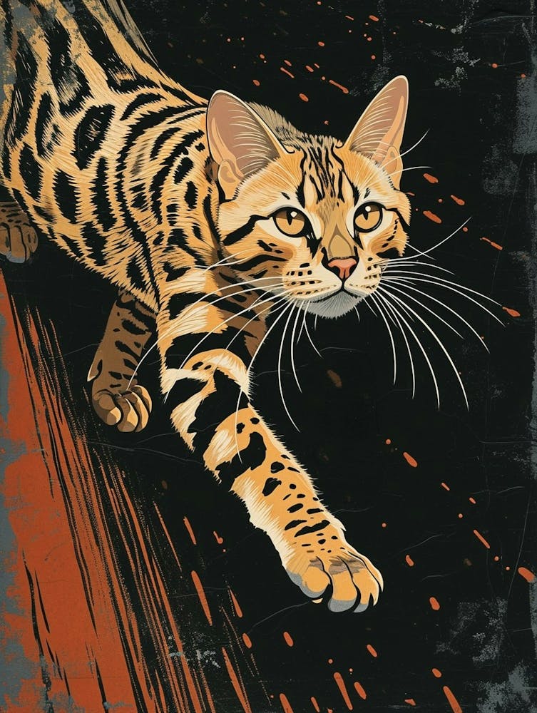 Bengal Cat Relief Illustration 2