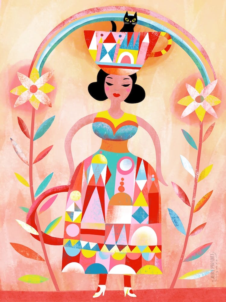 Geometric Cup Cat Lady