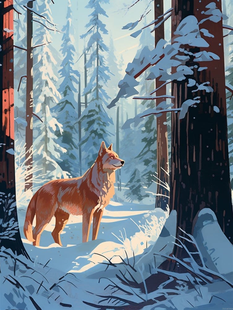 Winter Red Wolf 1 Illustration