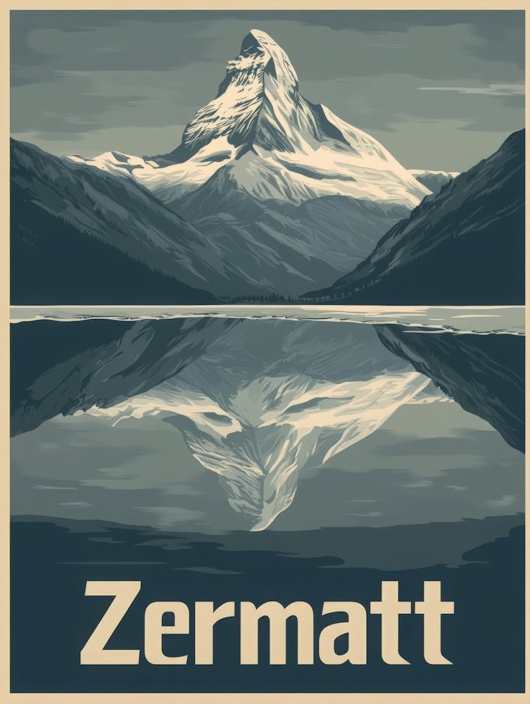 Aihrgdesign A Mid Century Modern Travel Poster For Zermatt 1
