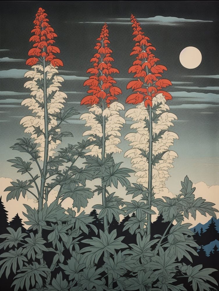 Yomogi Japanese Mugwort 2 Vintage Botanical Woodblock