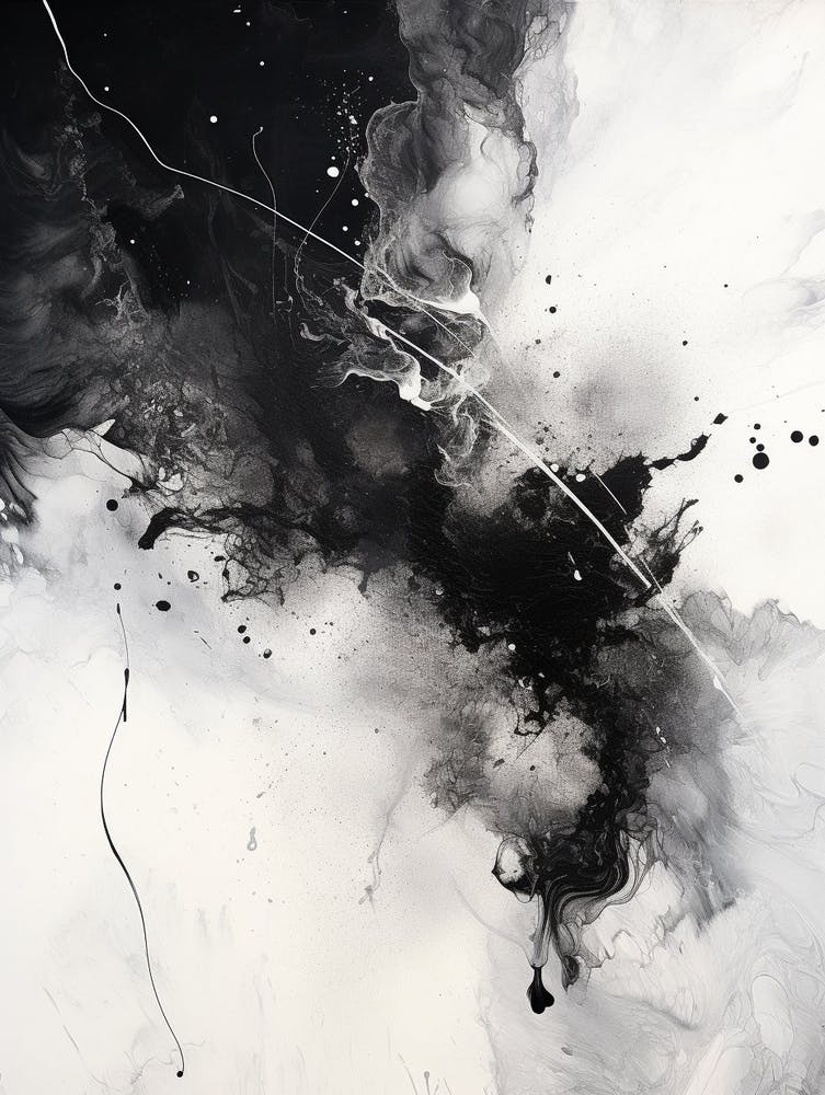 Cosmic Symphony Abstract Black And White 8