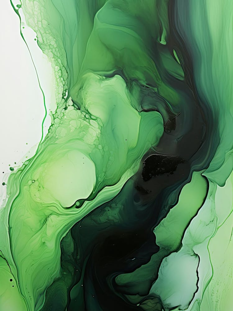 Green And Black Flow Asbtract Painting 2