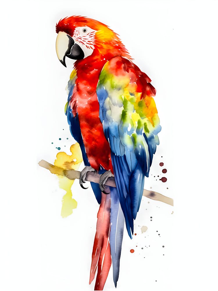 Vibrant Macaw Watercolor – Tropical Bird Wall Decor