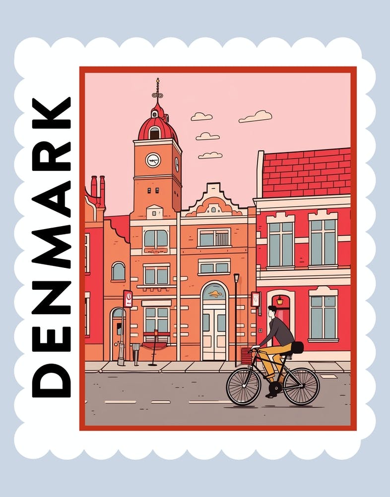 Denmark 2 Reisestempel-Poster
