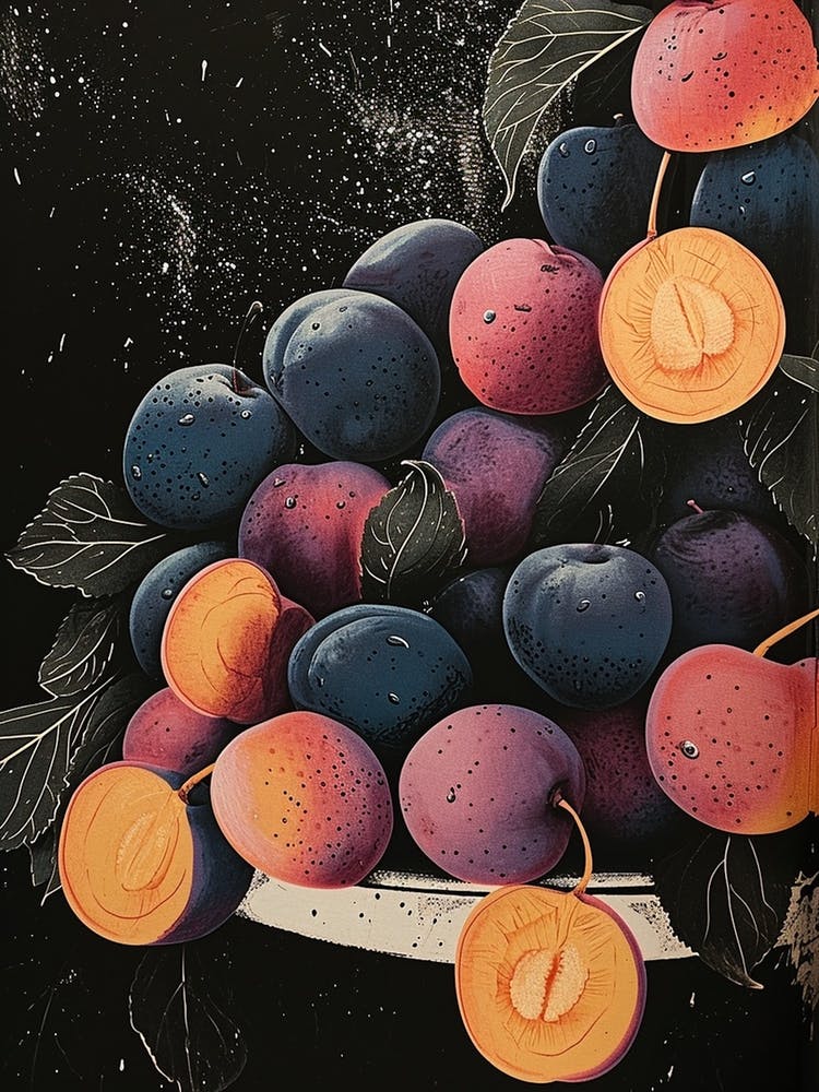 Plums & Nectarines Art Deco Inspired 1