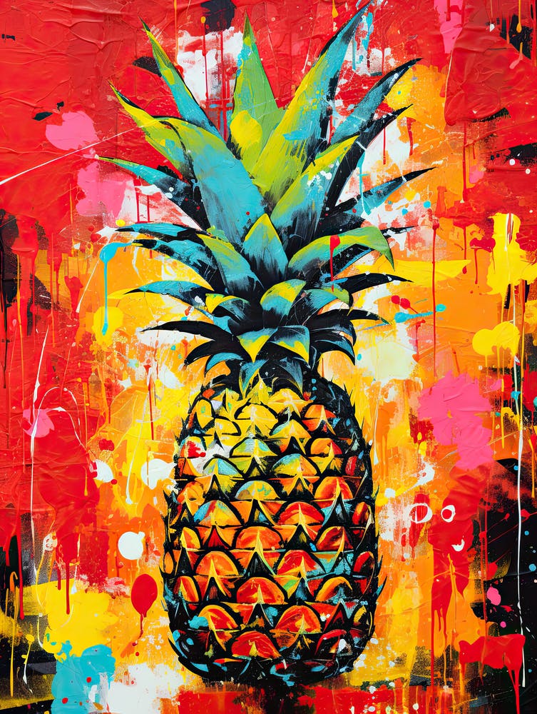 Graffiti Groove: Pineapple in Basquiat Style