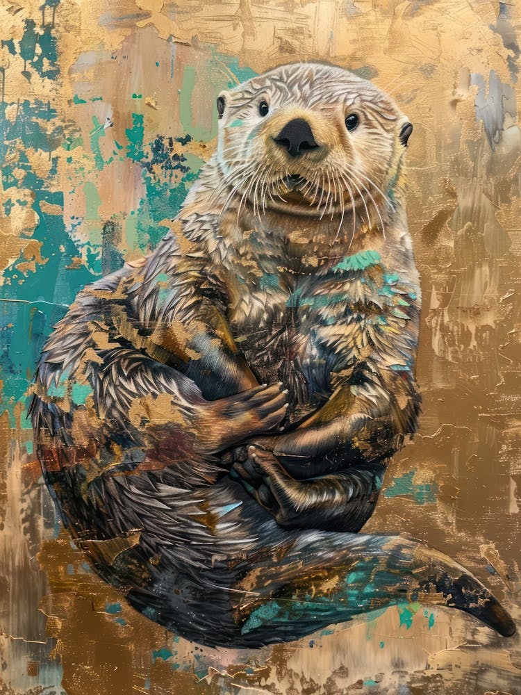 Sea Otter Gold Effect Collage 3