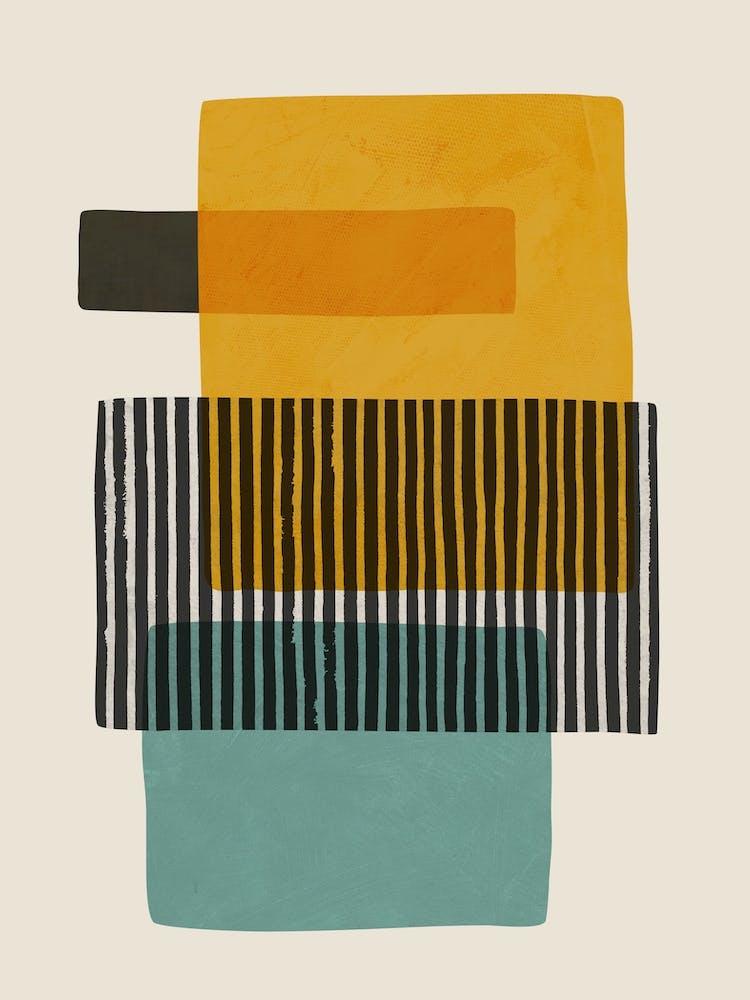 Abstract Shapes Mustard Teal 1