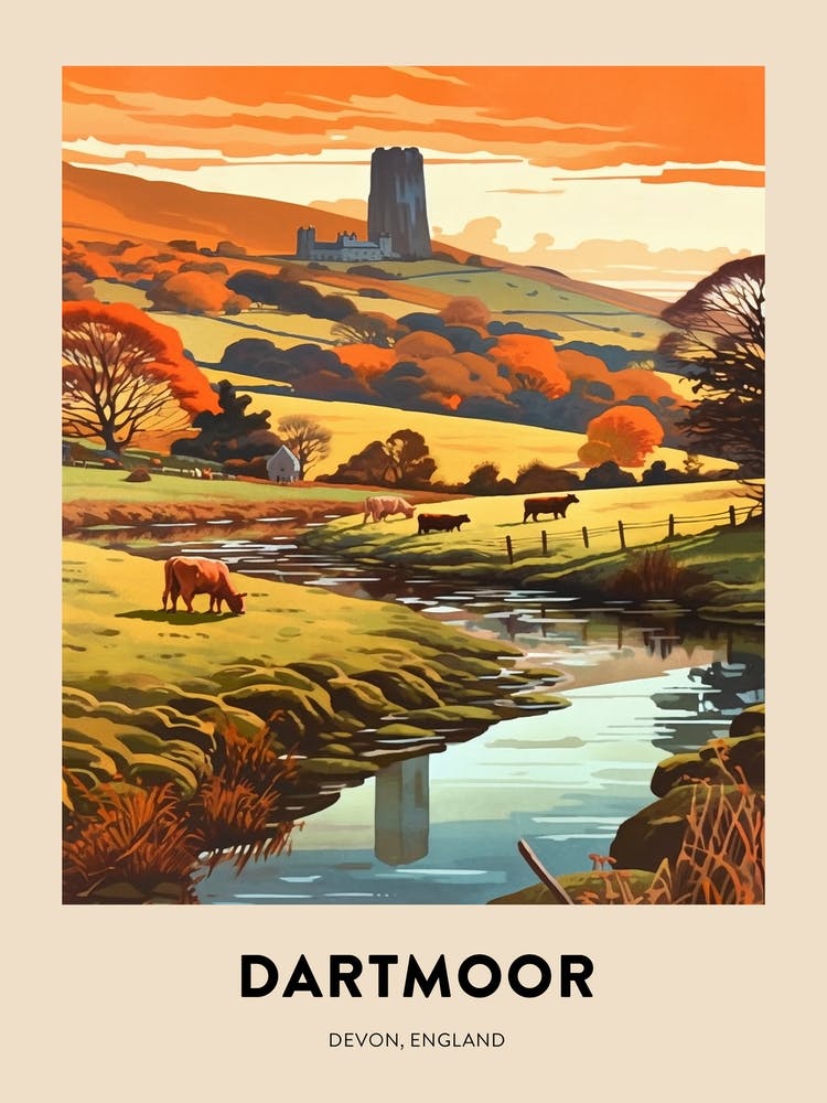Devon Vintage Travel Poster Dartmoor