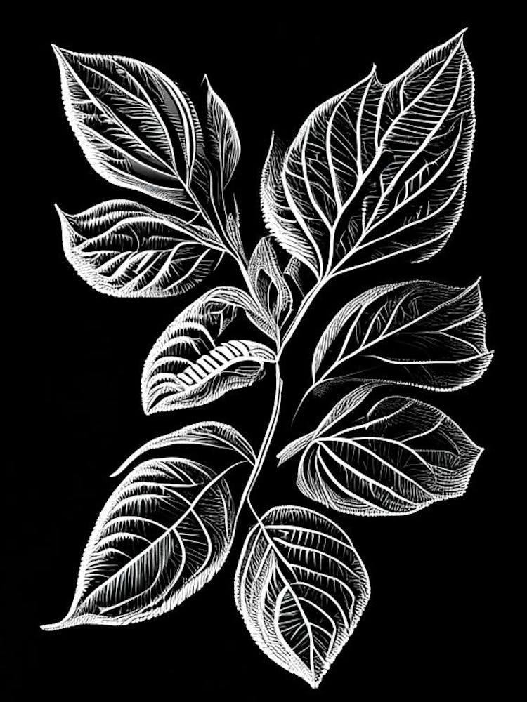 Oregano Leaf Linocut 2
