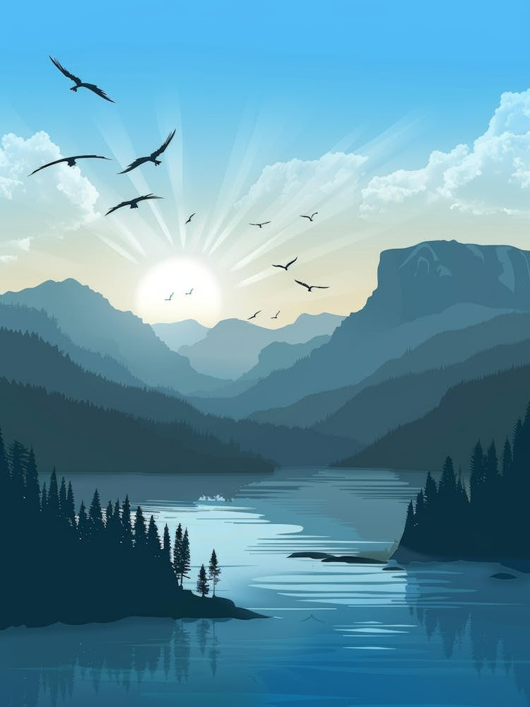 Sunrise Over The Lake