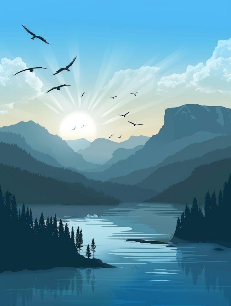 Sunrise Over The Lake