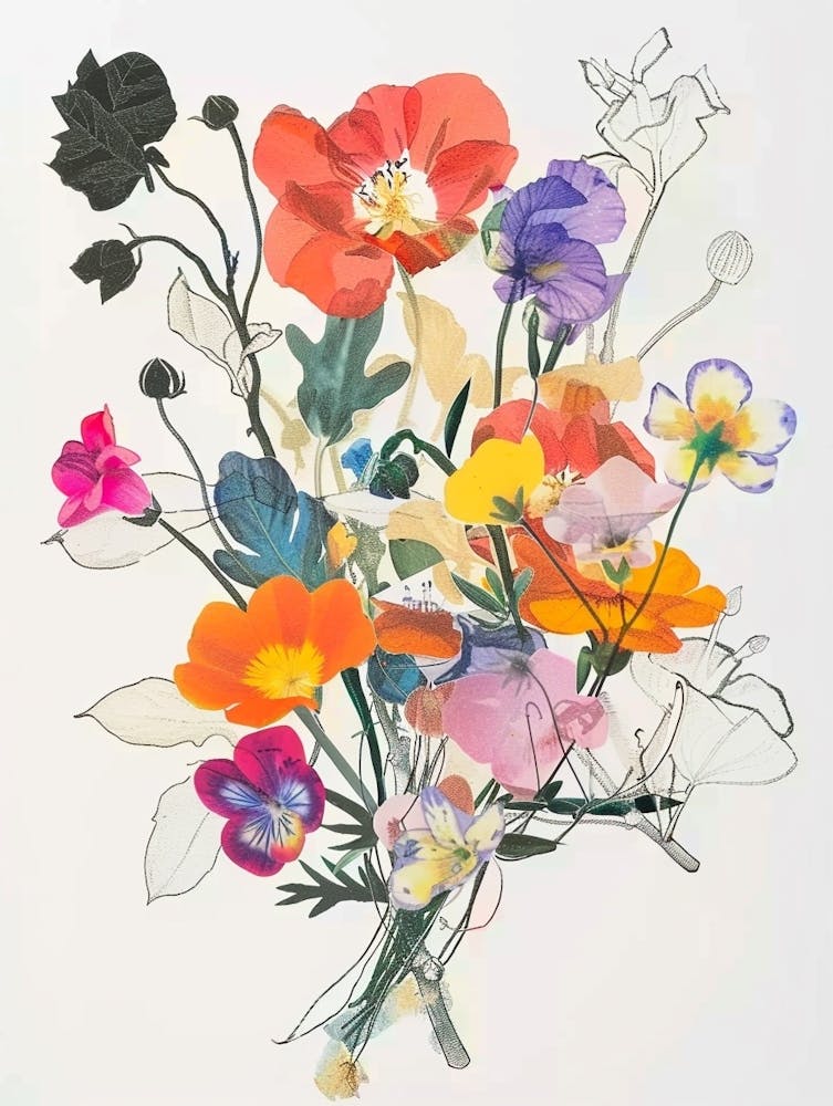 Portulaca 1 Collage Flower Bouquet