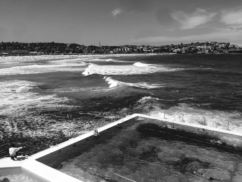 Icebergs Bondi Beach Black and White