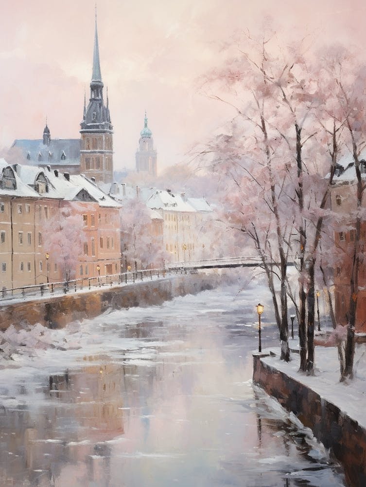 Dreamy Winter Painting Stockholm Sweden 2