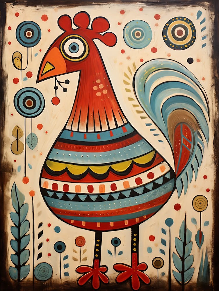 Rooster, primitive art