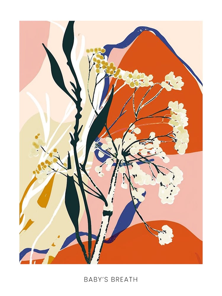 Affiche Illustration Fleurie Colorée Gypsophile 4
