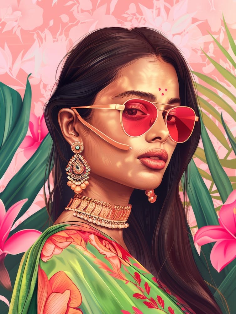 Fille Indienne Avec Des Lunettes de Soleil
