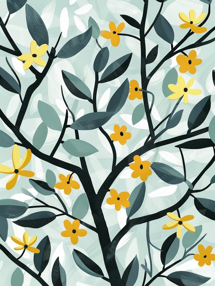 Teak Tree Flat Illustration 3