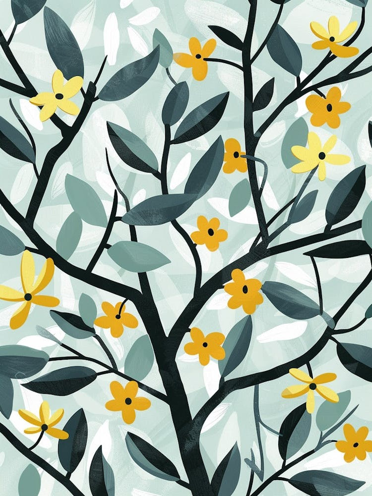 Teak Tree Flat Illustration 3