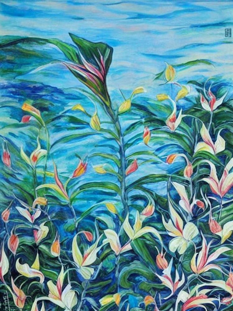 Heliconia Floral Print Bright Painting Flower