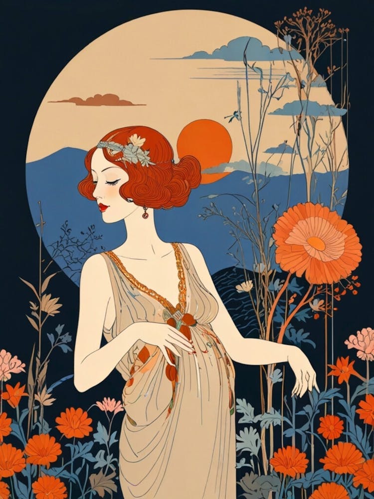 Woman In A Field Of Flowers