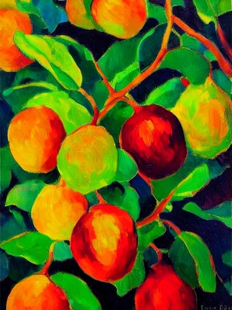 Rambutan Fruit Vibrant Matisse Inspired Painting Fruit