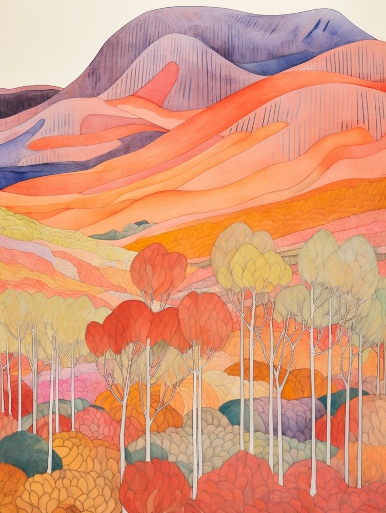 Mount Greylock United States Colourful Mountain Illustration