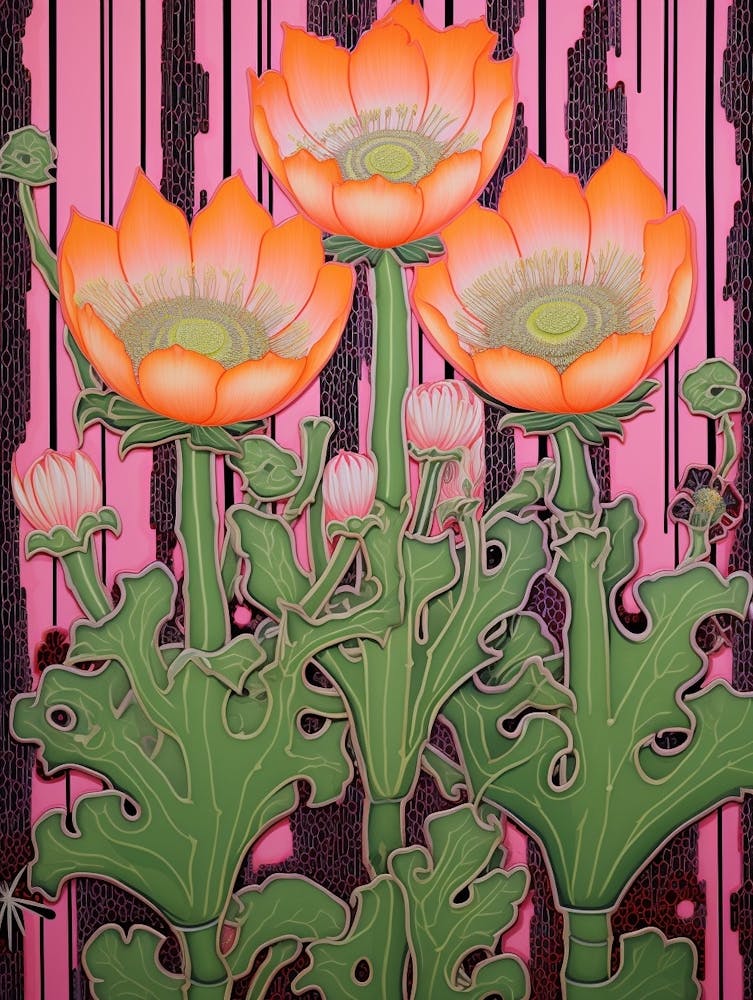 Mexican Style Cactus Illustration Echinocereus Cactus 2
