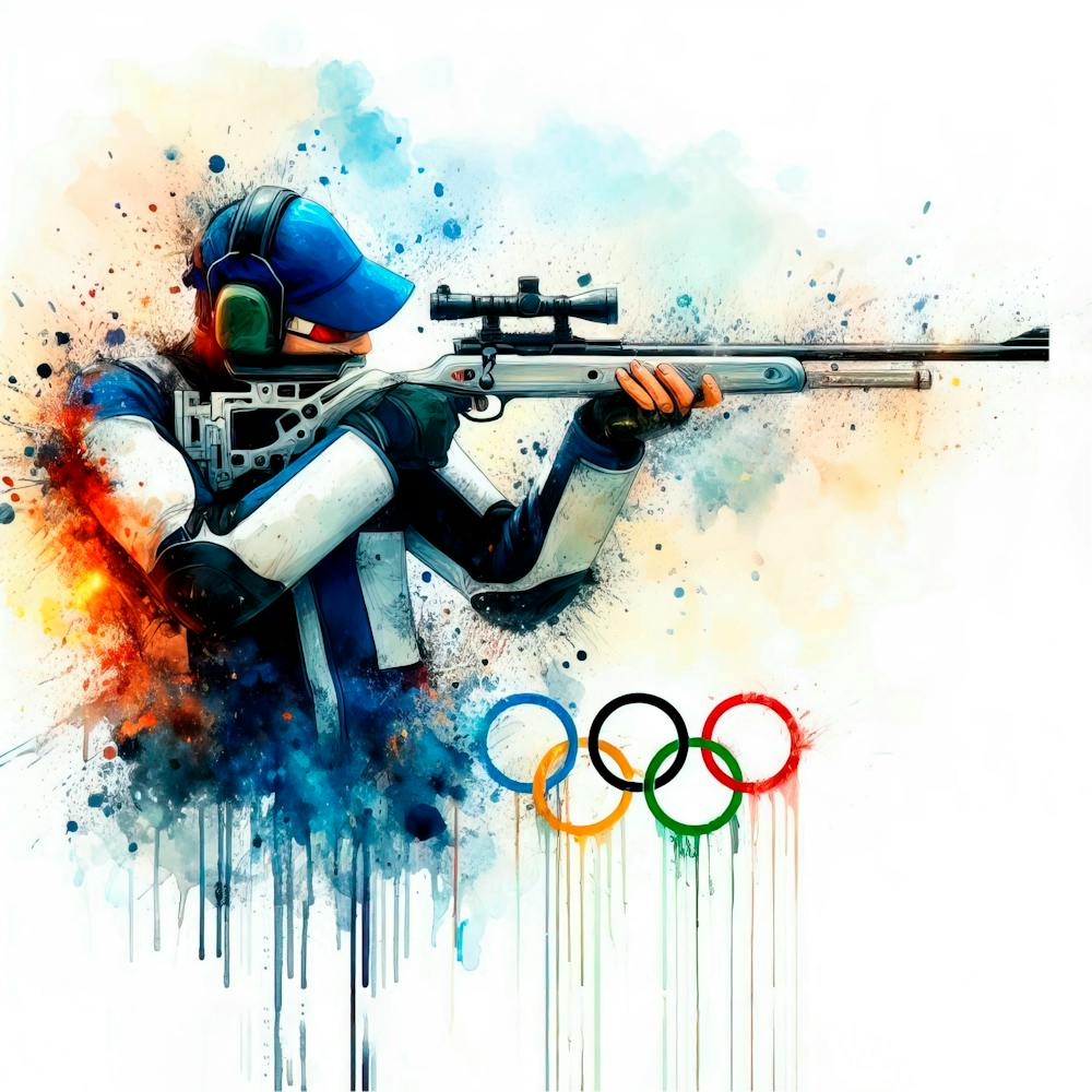 Olympisches Schießen In Aquarell