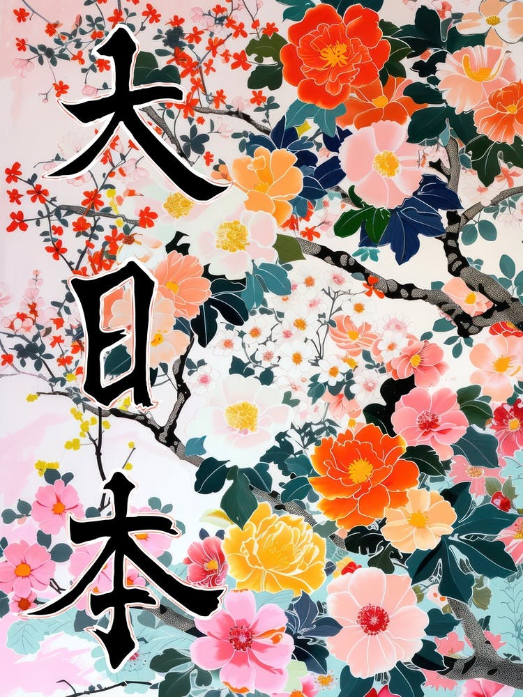 Großes Japan Hokusai Japanische Blumen 16 Poster