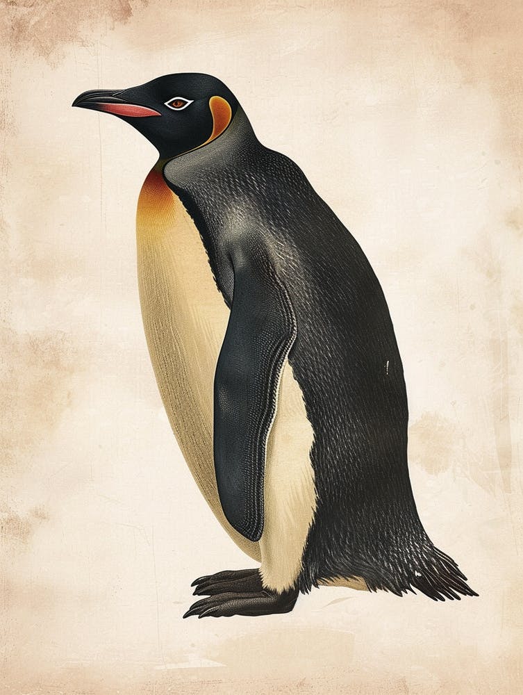 Adlie Penguin Isabela Island Vintage Botanical Painting 1