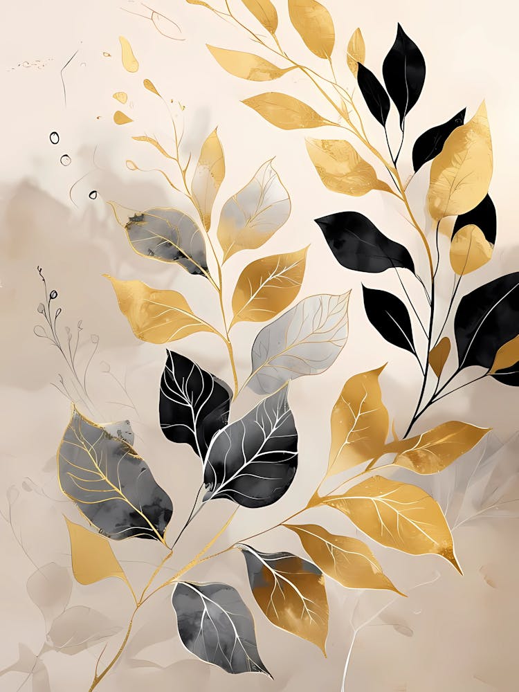 Gold Leaves Canvas Print 2