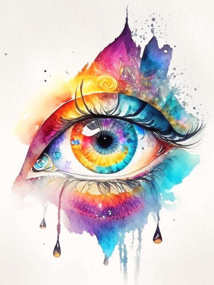 Mandala With An Eye, Symbol, Third Eye Watercolour 1