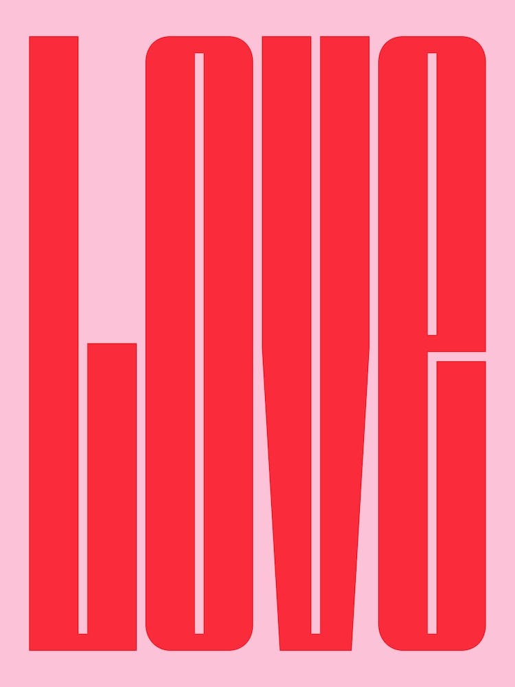 Pink And Red Typographic Love